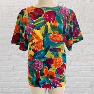 100% silk blouse with floral print and short sleeves from TESS